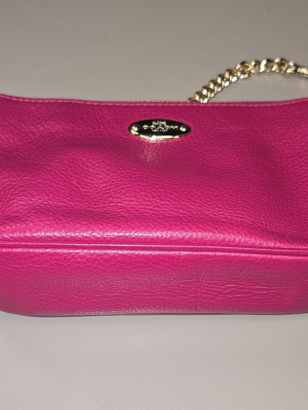 Coach Pink Fuchsia Pebbled Leather Mini Shoulder Bag Gold Chain F53340 - Picture 10 of 16
